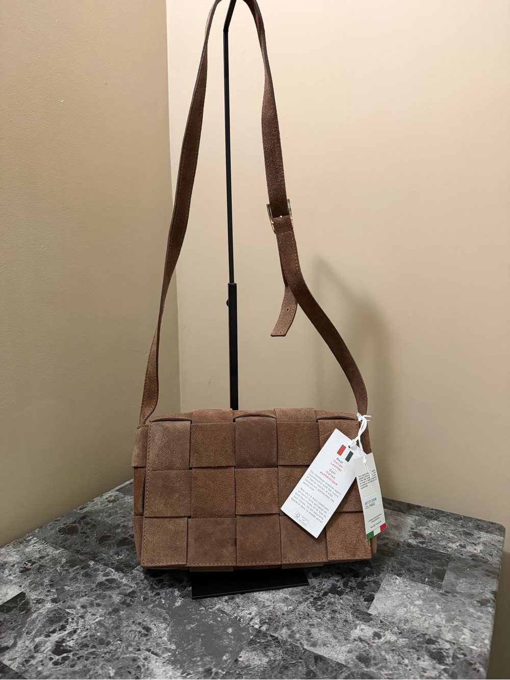 Isadora Made in Italy 100% Genuine Suede Leather Crossbody Bag